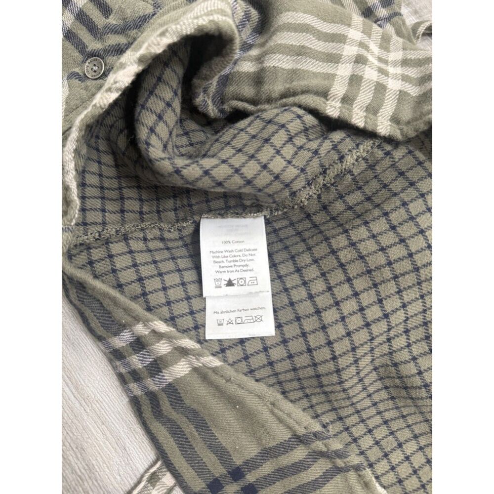 Vintage Eddie Bauer Olive Green, Navy, and White Plaid Shirt Dress - Picture 15 of 16